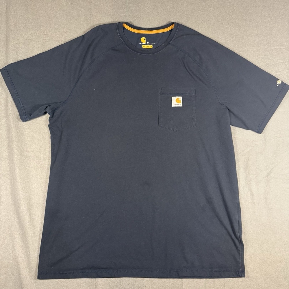 Carhartt Pocket T Shirt Mens XL Navy Blue Relaxed Fit Workwear Short Sleeve